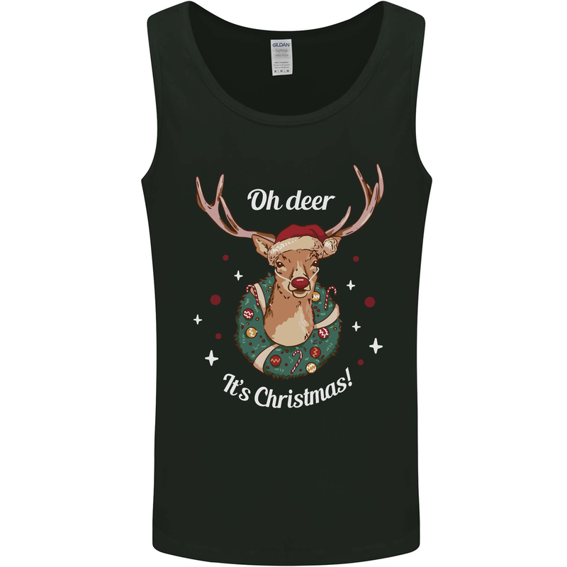 Oh Deer Its Christmas Funny Hunting Hunter Xmas Mens Vest Tank Top Black