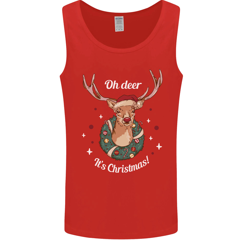 Oh Deer Its Christmas Funny Hunting Hunter Xmas Mens Vest Tank Top Red