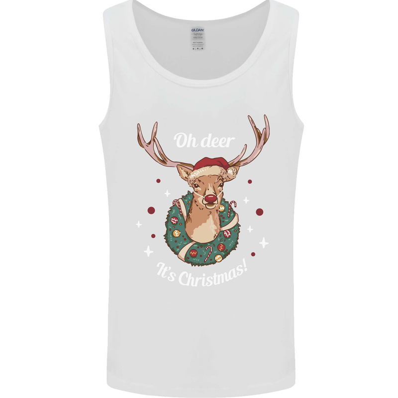 Oh Deer Its Christmas Funny Hunting Hunter Xmas Mens Vest Tank Top White