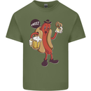 Oktoberfest Prost Hotdog Pretzel Beer Funny Mens Cotton T-Shirt Tee Top Military Green