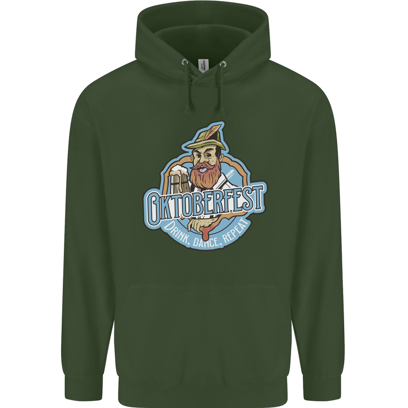 Oktoberfest Repeat Mens 80% Cotton Hoodie Forest Green