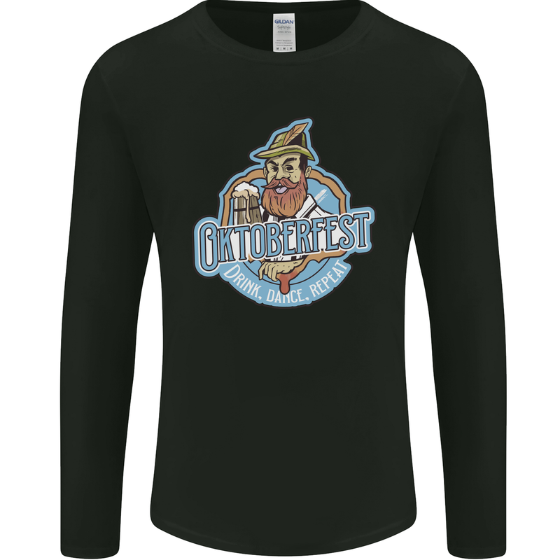 Oktoberfest Repeat Mens Long Sleeve T-Shirt Black