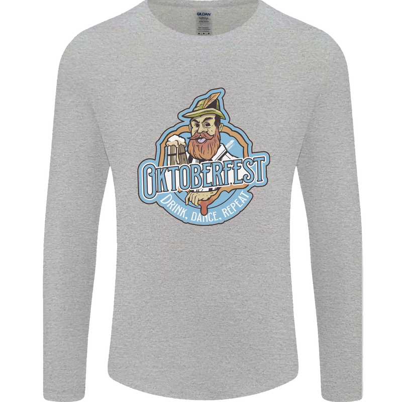 Oktoberfest Repeat Mens Long Sleeve T-Shirt Sports Grey