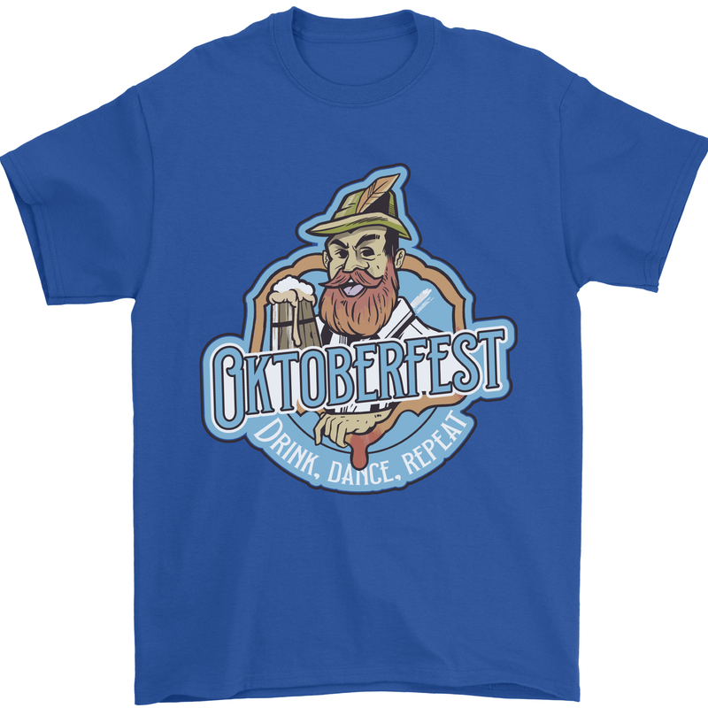 Oktoberfest Repeat Mens T-Shirt 100% Cotton Royal Blue