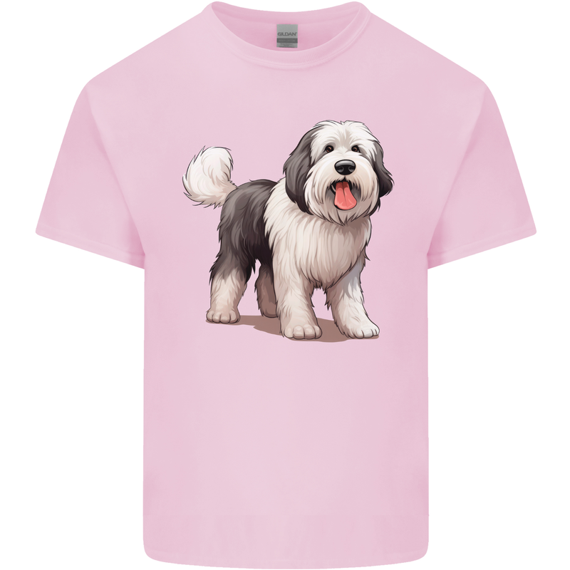 Old English Sheepdog Dog Kids T-Shirt Childrens Light Pink