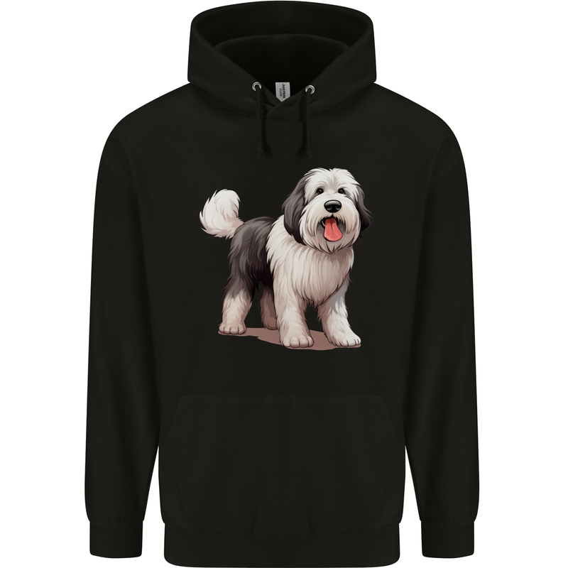 Old English Sheepdog Dog Mens 80% Cotton Hoodie Black