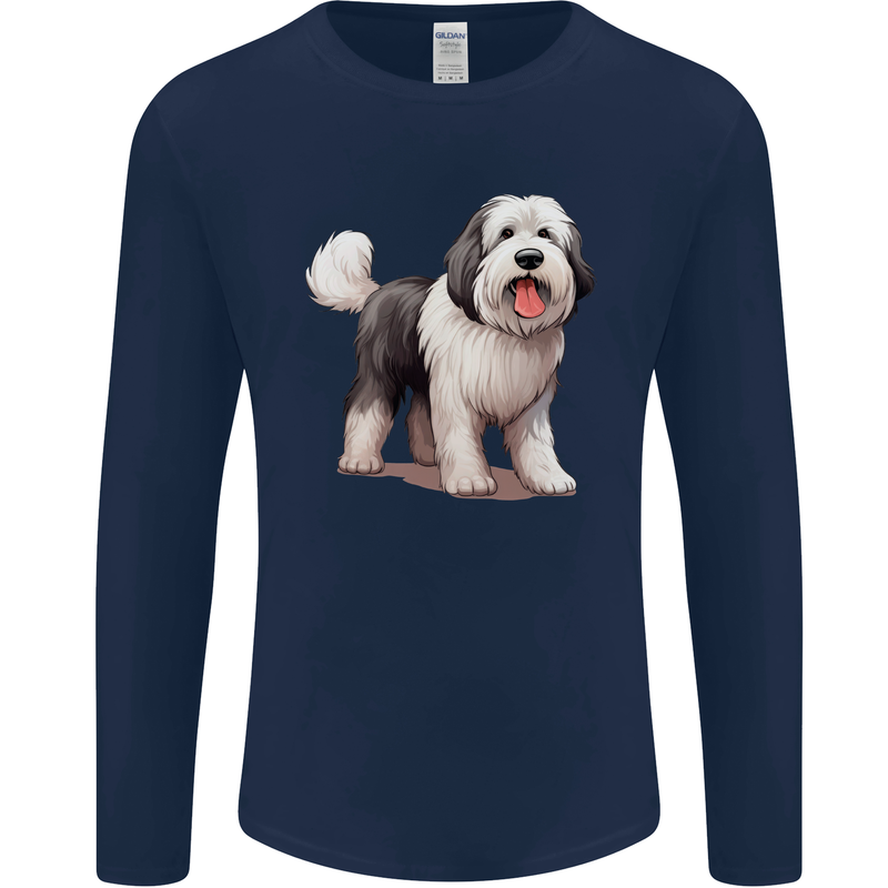 Old English Sheepdog Dog Mens Long Sleeve T-Shirt Navy Blue