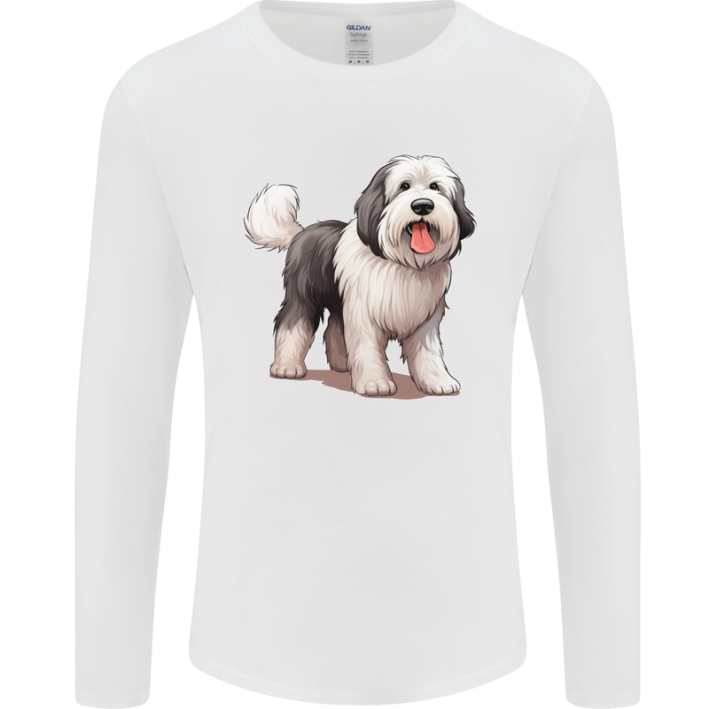 Old English Sheepdog Dog Mens Long Sleeve T-Shirt White