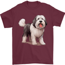 Old English Sheepdog Dog Mens T-Shirt 100% Cotton Maroon