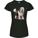 Old English Sheepdog Dog Womens Petite Cut T-Shirt Black