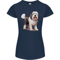 Old English Sheepdog Dog Womens Petite Cut T-Shirt Navy Blue