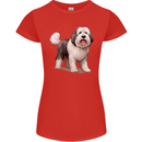 Old English Sheepdog Dog Womens Petite Cut T-Shirt Red