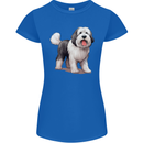 Old English Sheepdog Dog Womens Petite Cut T-Shirt Royal Blue