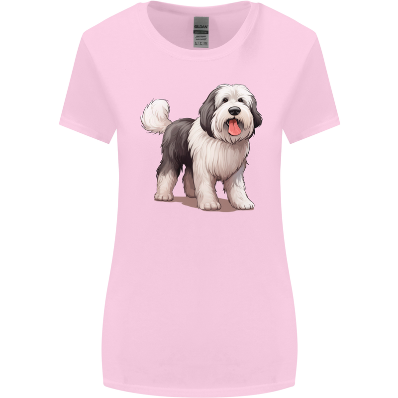Old English Sheepdog Dog Womens Wider Cut T-Shirt Light Pink