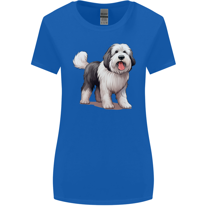 Old English Sheepdog Dog Womens Wider Cut T-Shirt Royal Blue