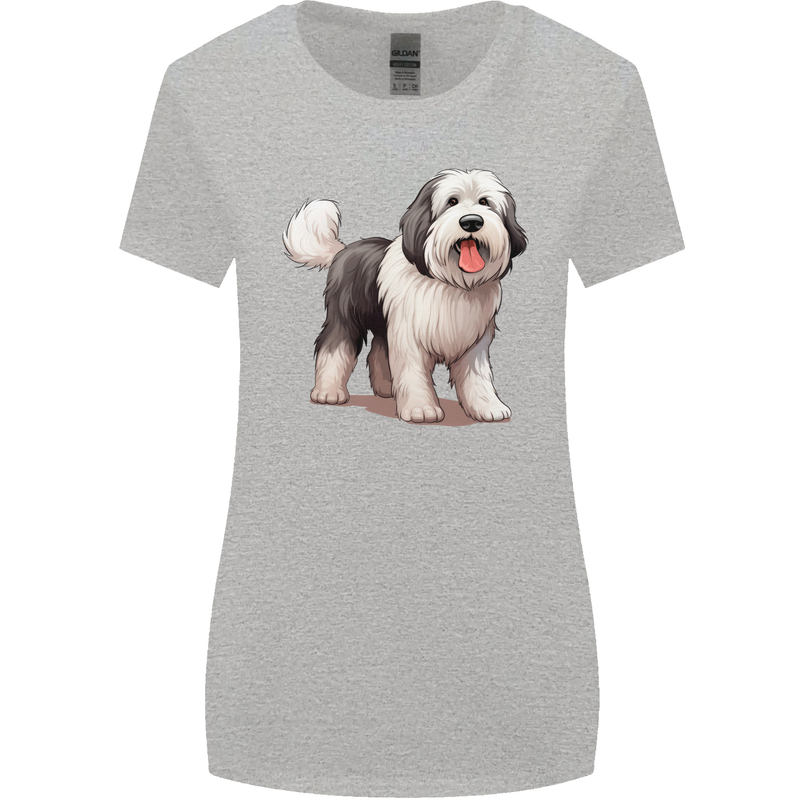 Old English Sheepdog Dog Womens Wider Cut T-Shirt Sports Grey