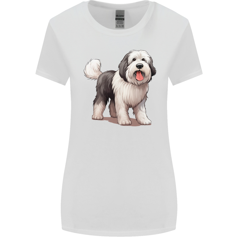 Old English Sheepdog Dog Womens Wider Cut T-Shirt White