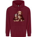 Old English Sheepdog & Puppy Dogs Childrens Kids Hoodie Maroon
