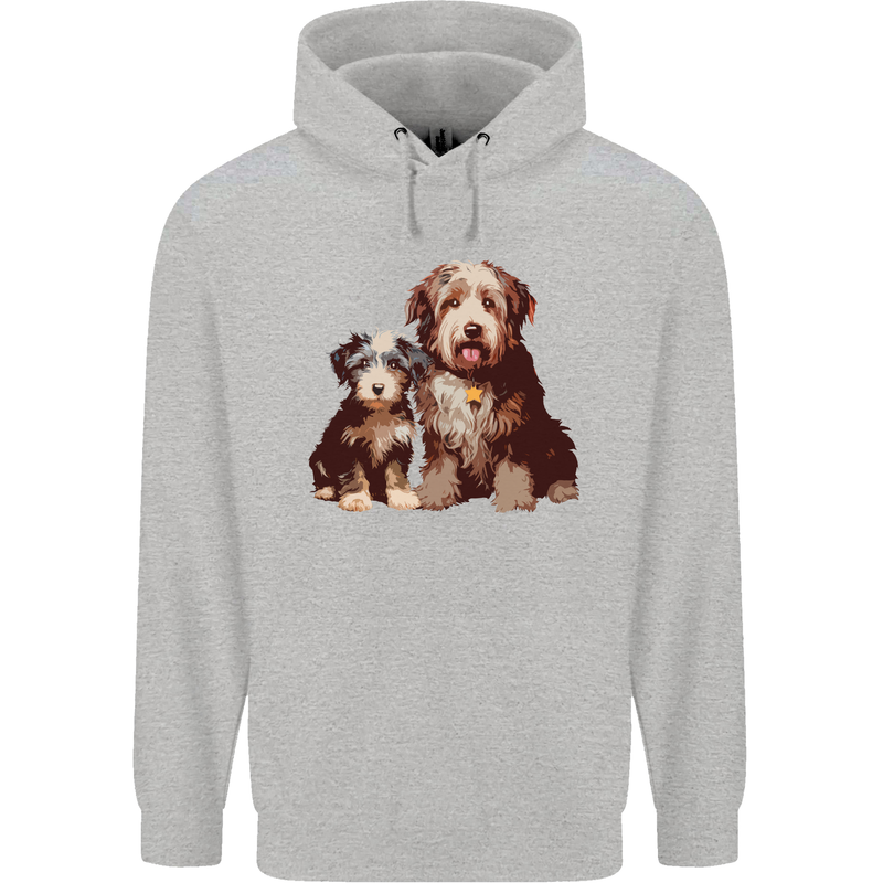 Old English Sheepdog & Puppy Dogs Childrens Kids Hoodie Sports Grey