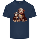 Old English Sheepdog & Puppy Dogs Kids T-Shirt Childrens Navy Blue