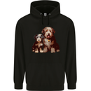 Old English Sheepdog & Puppy Dogs Mens 80% Cotton Hoodie Black