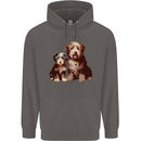 Old English Sheepdog & Puppy Dogs Mens 80% Cotton Hoodie Charcoal