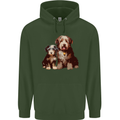 Old English Sheepdog & Puppy Dogs Mens 80% Cotton Hoodie Forest Green
