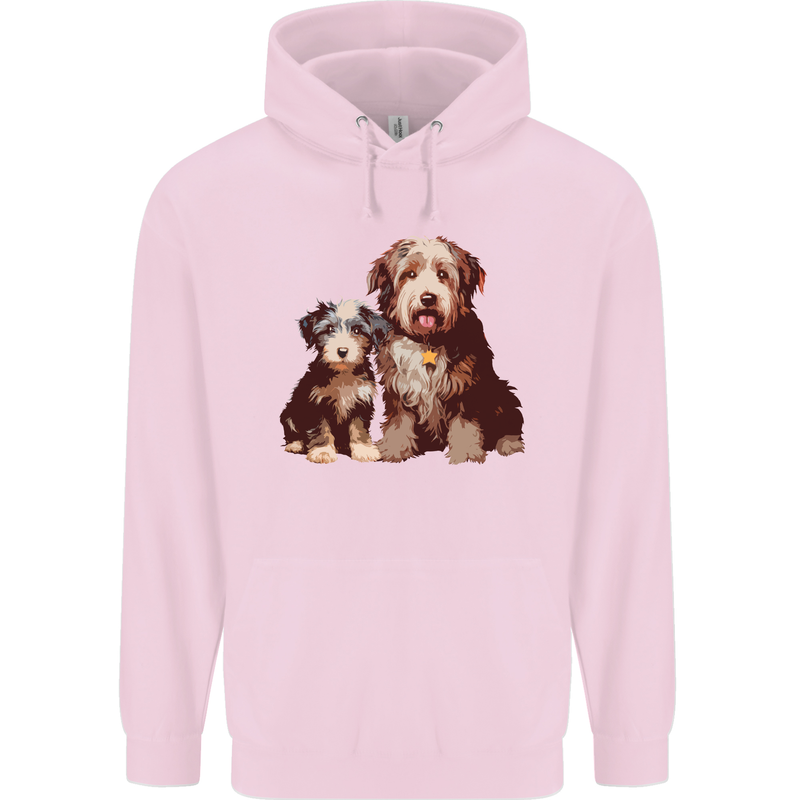 Old English Sheepdog & Puppy Dogs Mens 80% Cotton Hoodie Light Pink