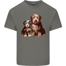 Old English Sheepdog & Puppy Dogs Mens Cotton T-Shirt Tee Top Charcoal