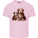 Old English Sheepdog & Puppy Dogs Mens Cotton T-Shirt Tee Top Light Pink