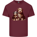 Old English Sheepdog & Puppy Dogs Mens Cotton T-Shirt Tee Top Maroon