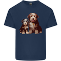 Old English Sheepdog & Puppy Dogs Mens Cotton T-Shirt Tee Top Navy Blue