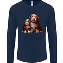 Old English Sheepdog & Puppy Dogs Mens Long Sleeve T-Shirt Navy Blue
