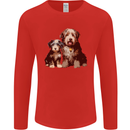 Old English Sheepdog & Puppy Dogs Mens Long Sleeve T-Shirt Red