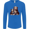 Old English Sheepdog & Puppy Dogs Mens Long Sleeve T-Shirt Royal Blue