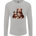 Old English Sheepdog & Puppy Dogs Mens Long Sleeve T-Shirt Sports Grey