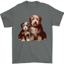 Old English Sheepdog & Puppy Dogs Mens T-Shirt 100% Cotton Charcoal