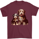 Old English Sheepdog & Puppy Dogs Mens T-Shirt 100% Cotton Maroon