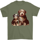 Old English Sheepdog & Puppy Dogs Mens T-Shirt 100% Cotton Military Green