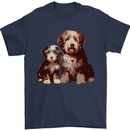 Old English Sheepdog & Puppy Dogs Mens T-Shirt 100% Cotton Navy Blue