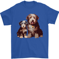 Old English Sheepdog & Puppy Dogs Mens T-Shirt 100% Cotton Royal Blue