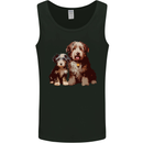 Old English Sheepdog & Puppy Dogs Mens Vest Tank Top Black