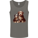 Old English Sheepdog & Puppy Dogs Mens Vest Tank Top Charcoal