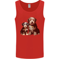 Old English Sheepdog & Puppy Dogs Mens Vest Tank Top Red