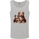 Old English Sheepdog & Puppy Dogs Mens Vest Tank Top Sports Grey