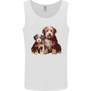 Old English Sheepdog & Puppy Dogs Mens Vest Tank Top White