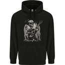 Old Rocker Guitar Player Skull Rock n Roll Music Mens 80% Cotton Hoodie Black