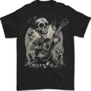 Old Rocker Guitar Player Skull Rock n Roll Music Mens T-Shirt 100% Cotton BLACK
