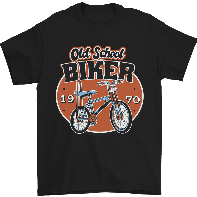 a black t - shirt with an old school bike on it