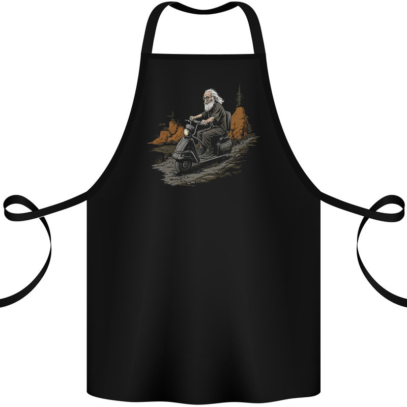 Old School Scooter Rider Moped Man Cotton Apron 100% Organic Black